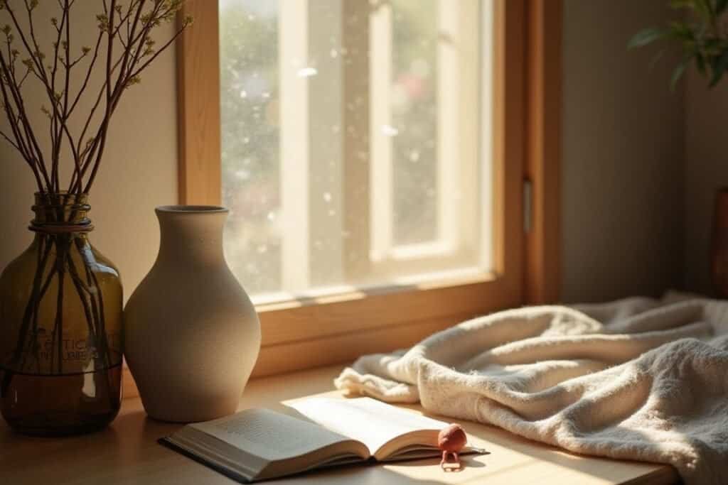 A subtle photo of a dark room with a small window, symbolizing the common struggle of not having enough natural light for plants.