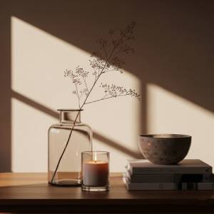 A simple glass vase with a delicate stem, styled with soft natural light, demonstrating how budget-friendly items from dollar stores can appear elegant.